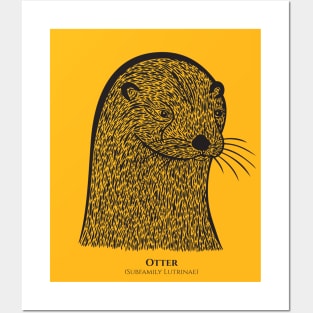 Otter with Common and Scientific Names - otter lover's design Posters and Art